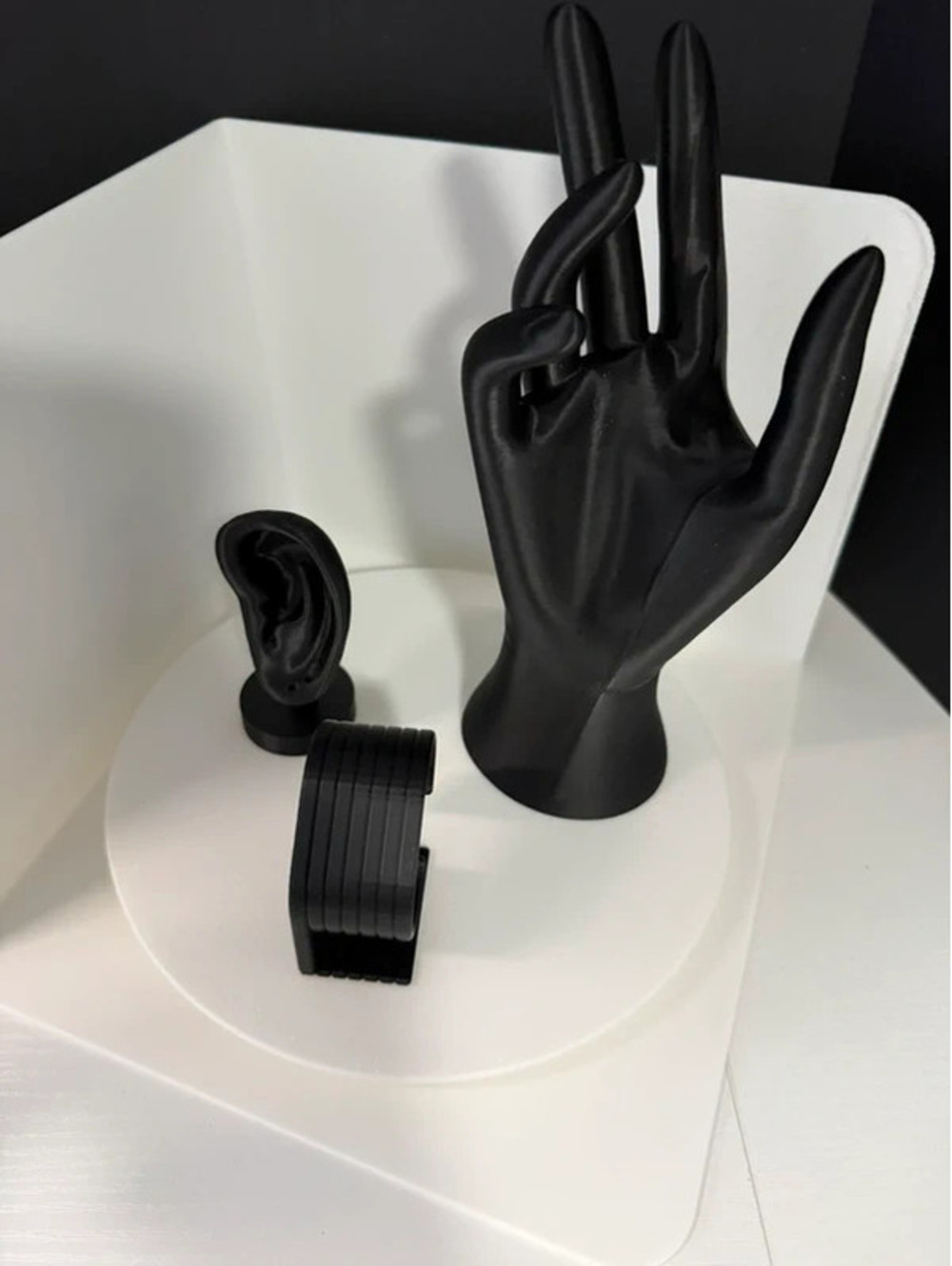 3-Piece  Jewelry Display Set – Ring Hand, Earring Ear & Watch Bracelet Stand